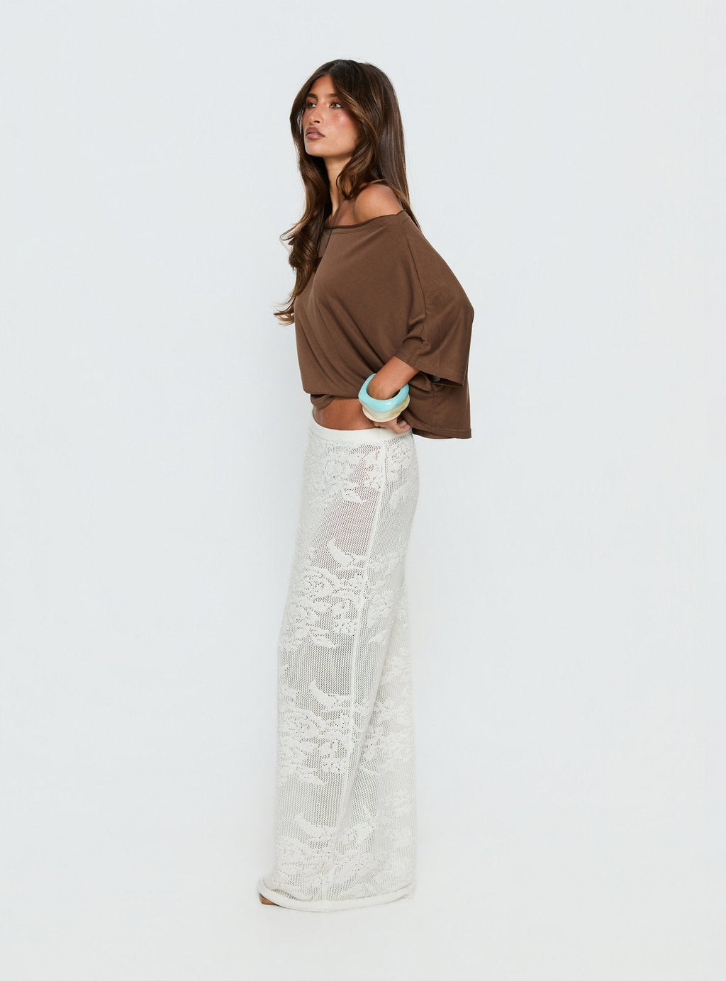 Opresia Crochet Maxi Skirt White