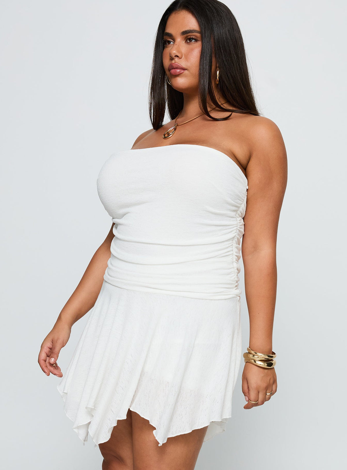 Minxie Strapless Playsuit White Curve
