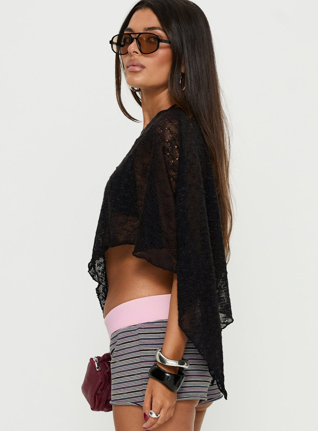 Nelida Sheer Poncho Black