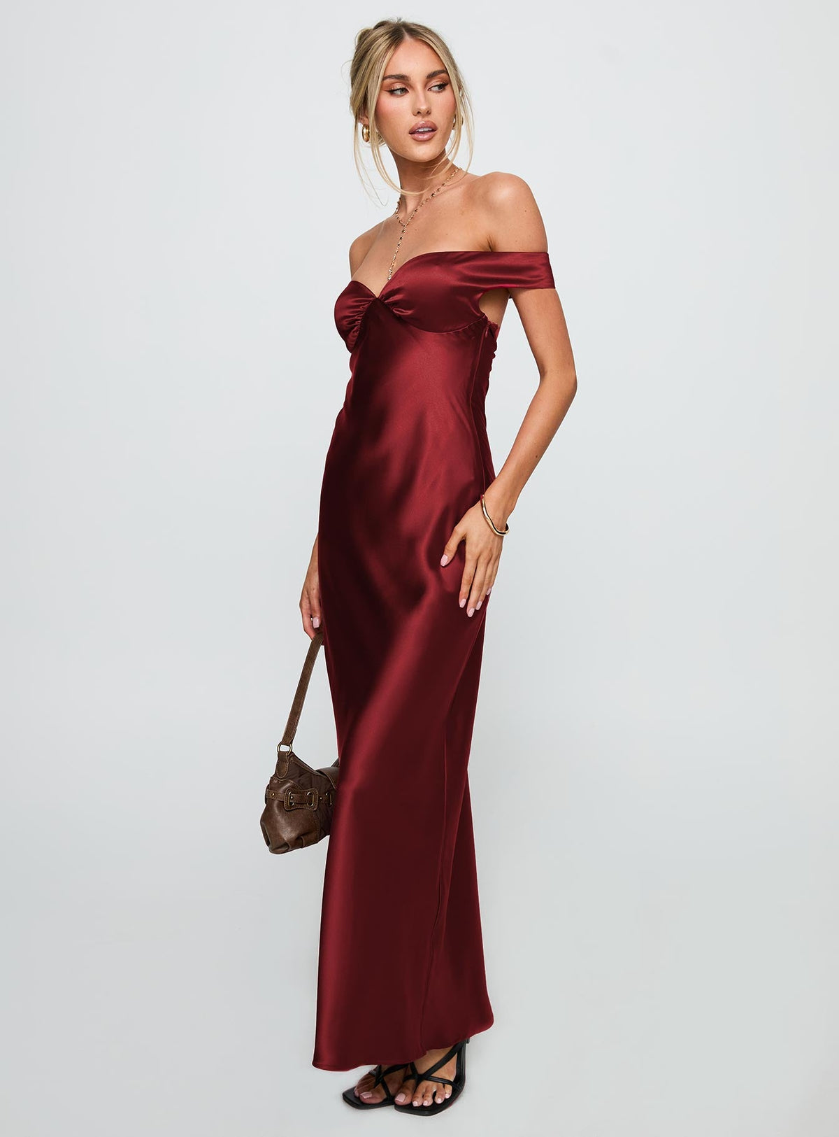 Heartthrobs Off The Shoulder Maxi Dress Red