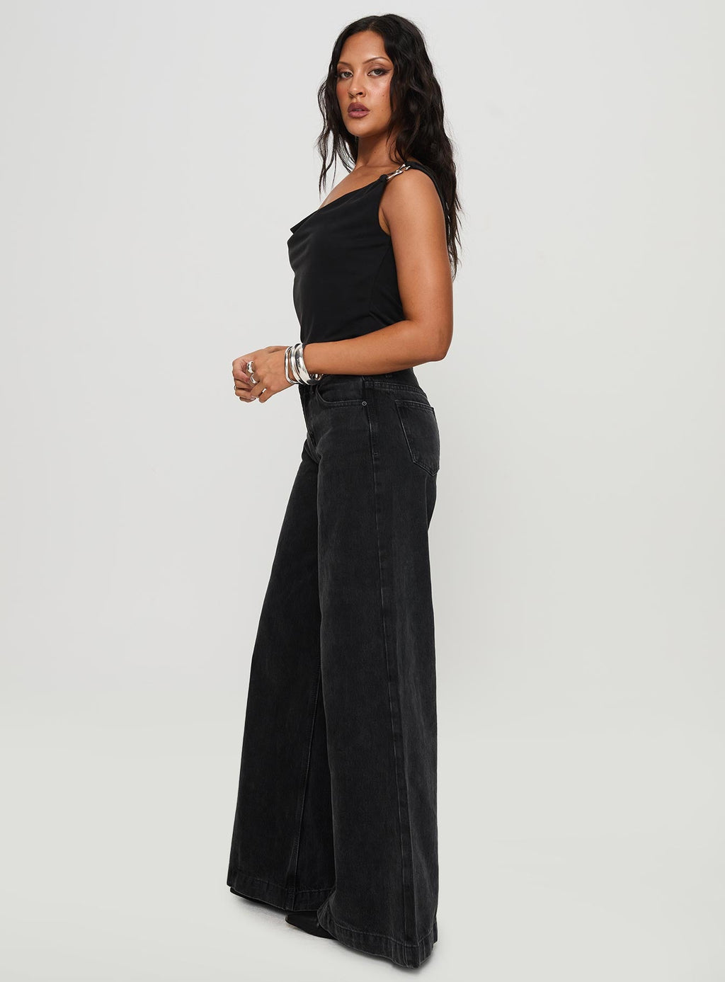 Toby Low Rise Baggy Jeans Charcoal