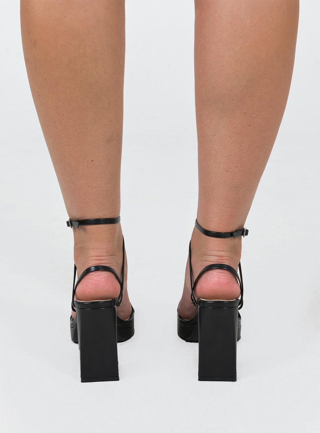 Tessie Ankle Strap Heels Matte Black