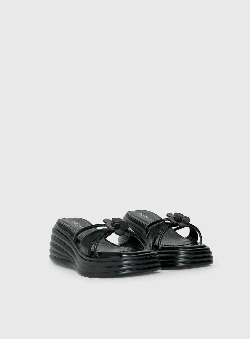 Therapy Flaunt Platform Flower Detail Sandals Black