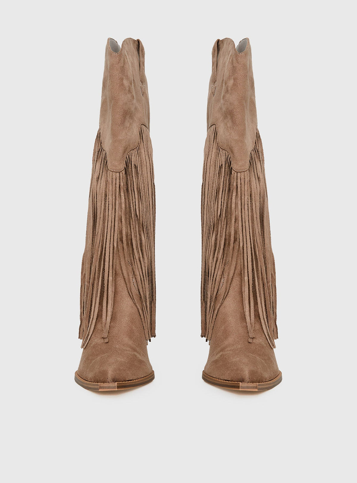 Like An Angel Faux Suede Tassel Knee High Boots Tan