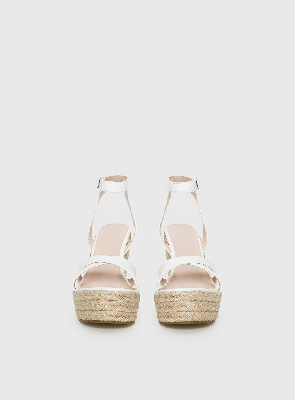 Jesper Espadrille Wedged Heels White Croc