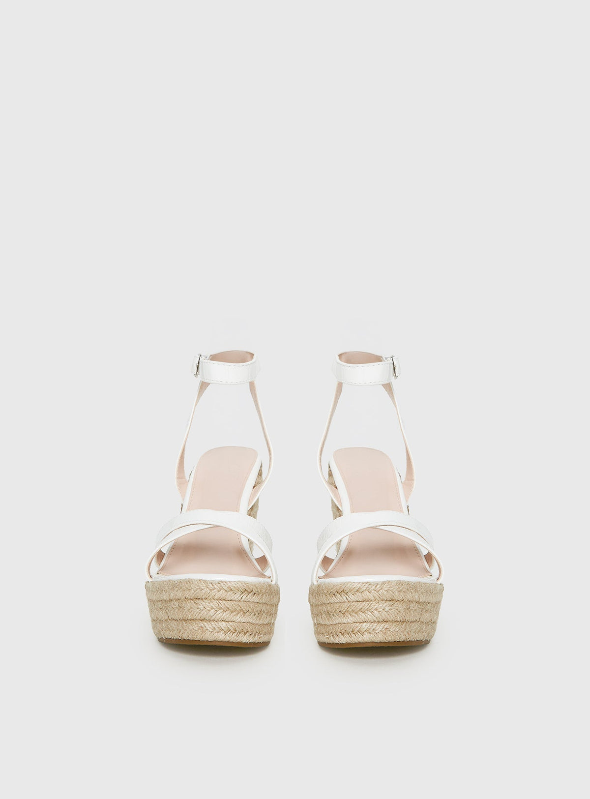 Jesper Espadrille Wedged Heels White Croc