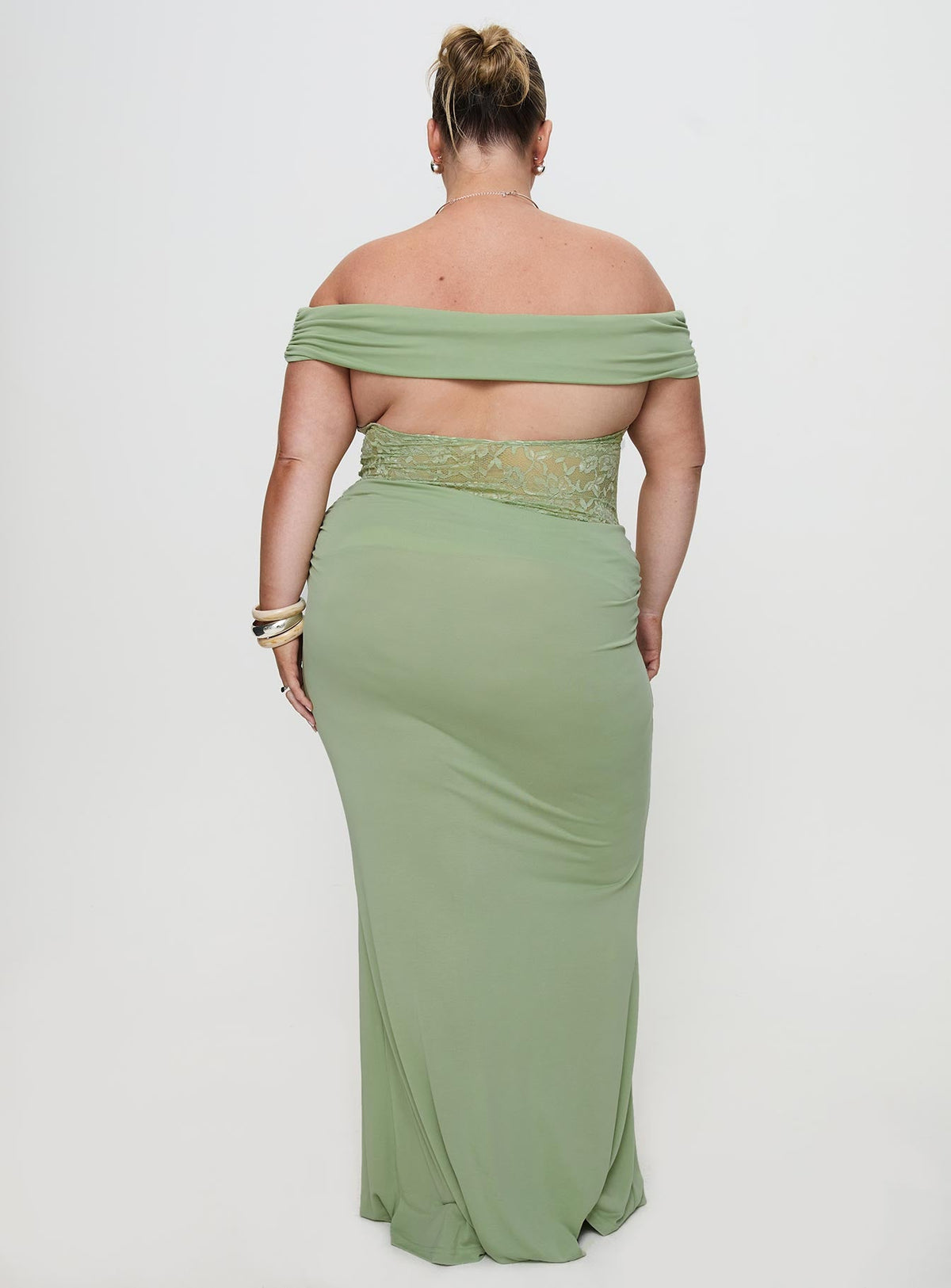 Gwendolen Off The Shoulder Maxi Dress Green Curve