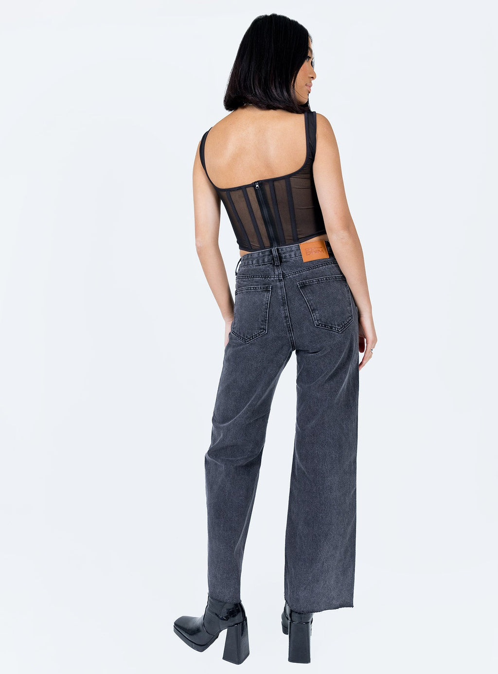 Arlington High Rise Straight Leg Denim Jeans Black