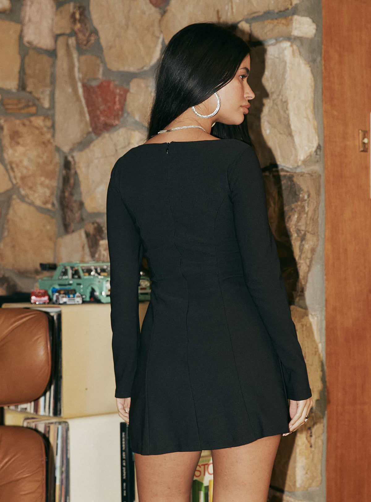 Lunara Long Sleeve Mini Dress Black