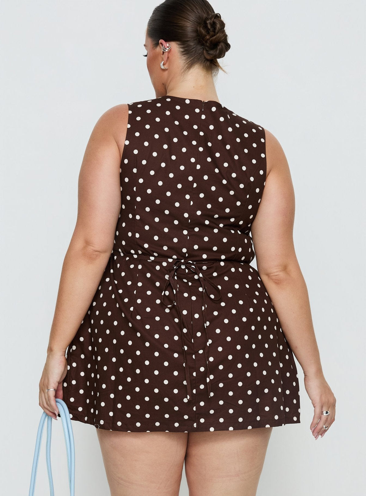 Yumiko Romper Brown Polka Curve