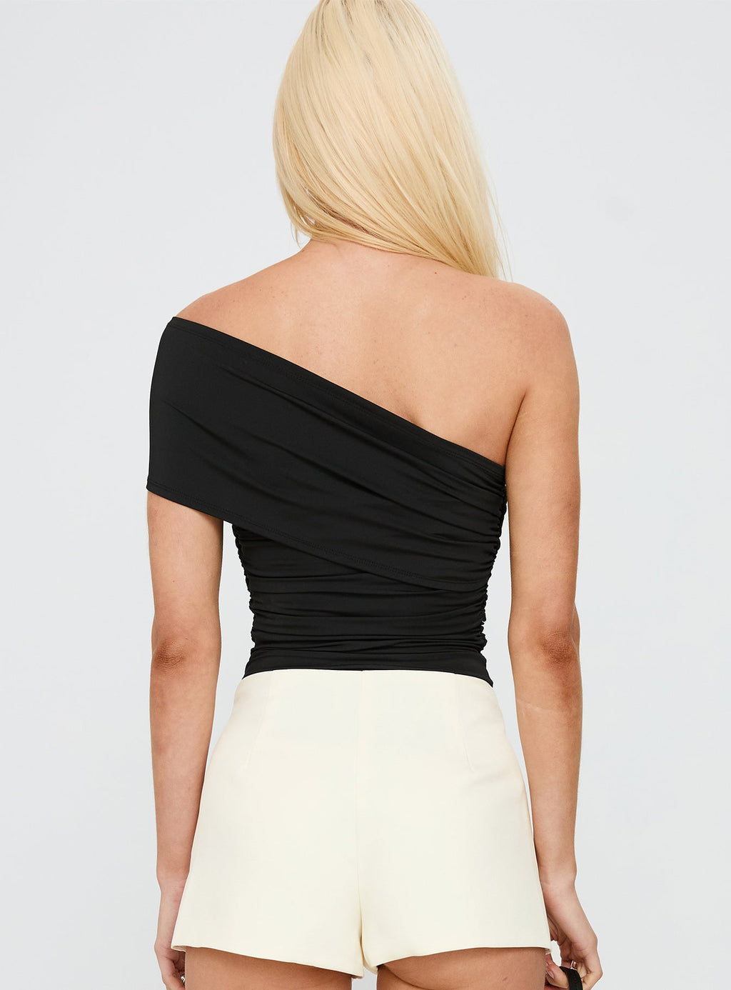 The Real Thing One Shoulder Bodysuit Black