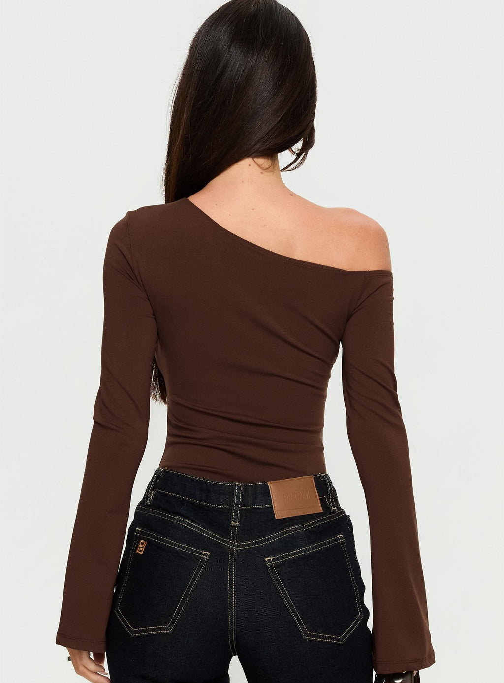 Raissa Cut Out One Shoulder Bodysuit Brown