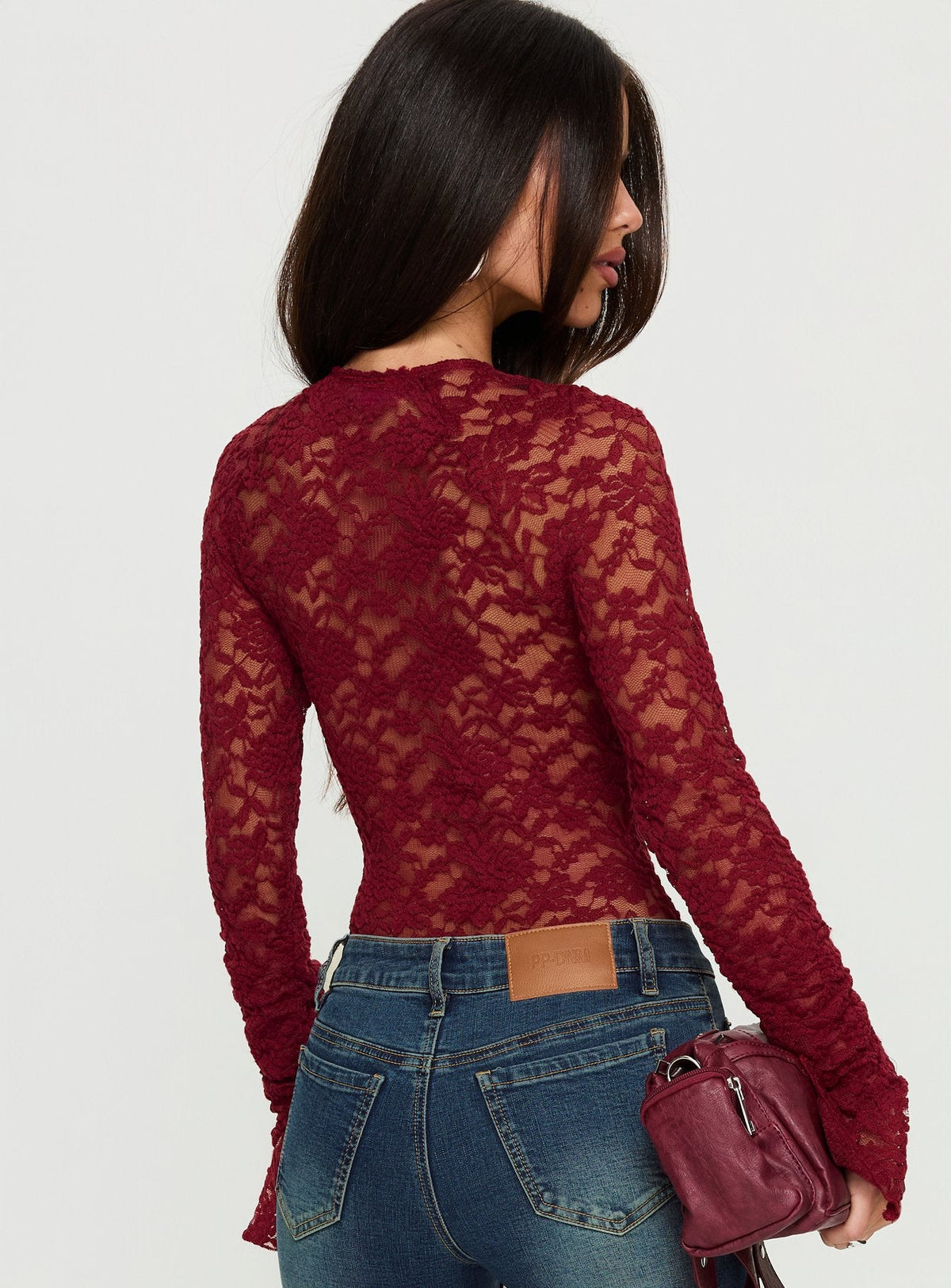 Giallo Long Sleeve Bodysuit Burgundy