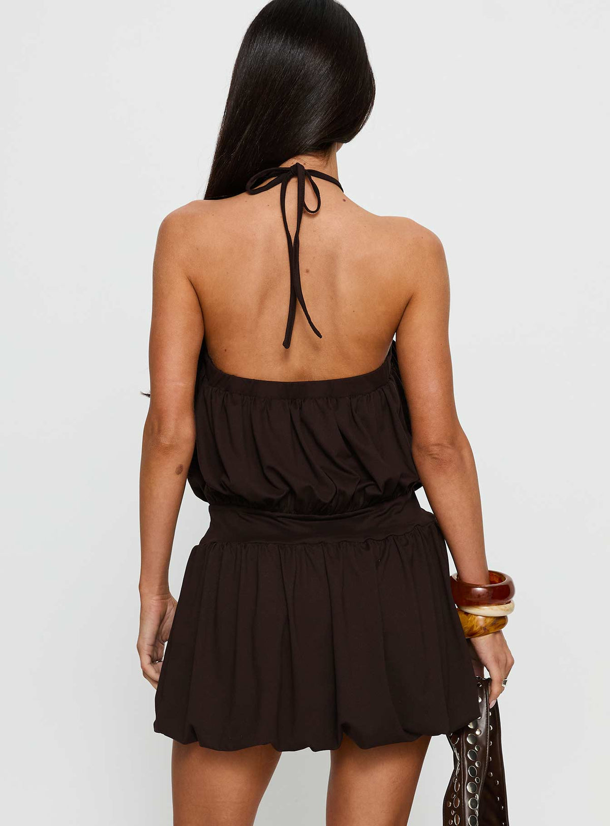Sunnee Eyelet Detail Playsuit Brown Petite