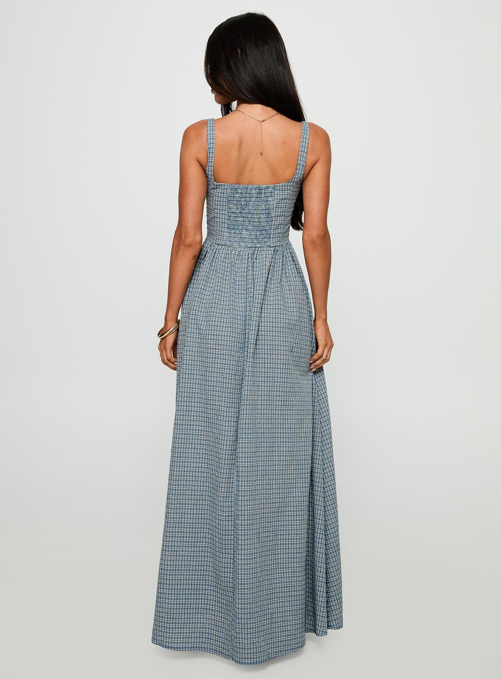 Cartmel Check Maxi Dress Navy