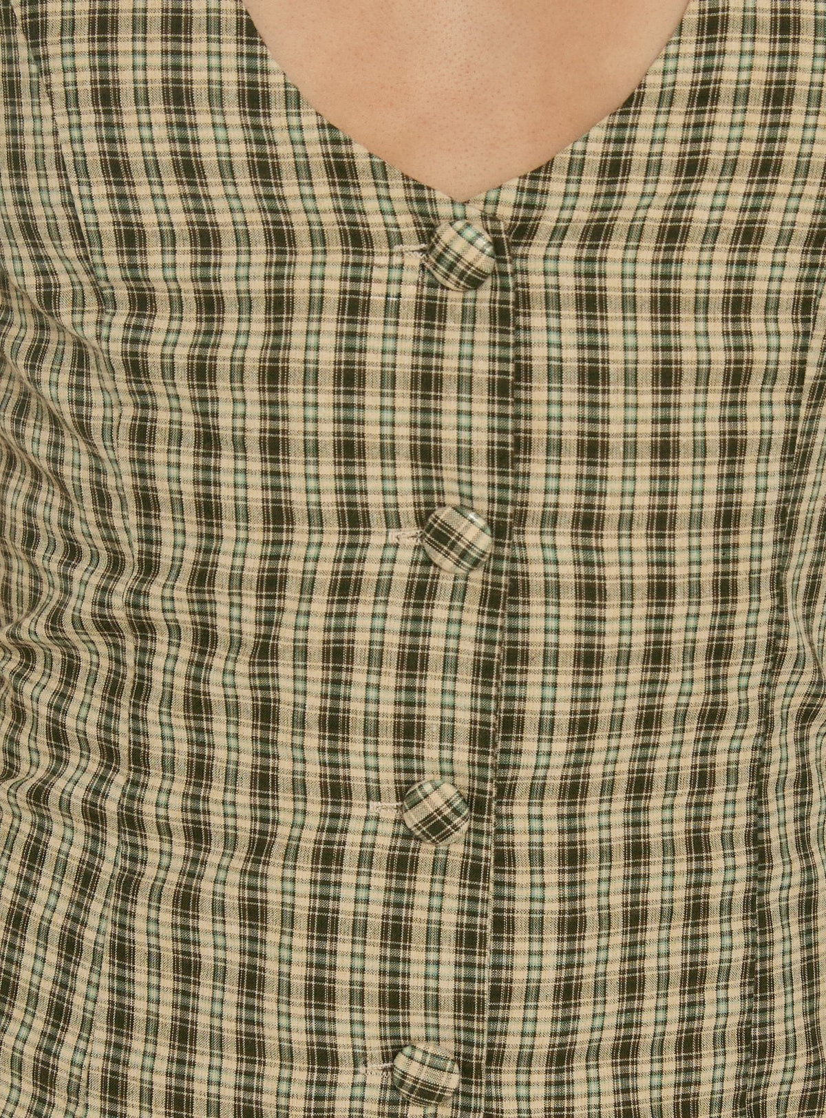 Sylvara Button Up Playsuit Green Check