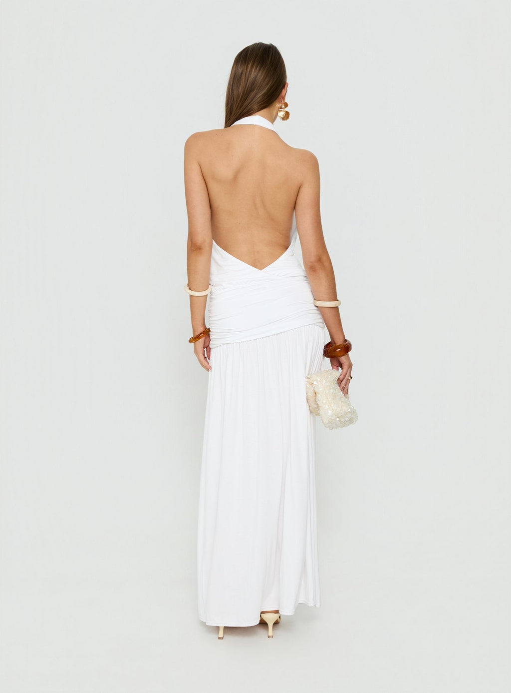 Casanova Halter Wrap Maxi Dress White