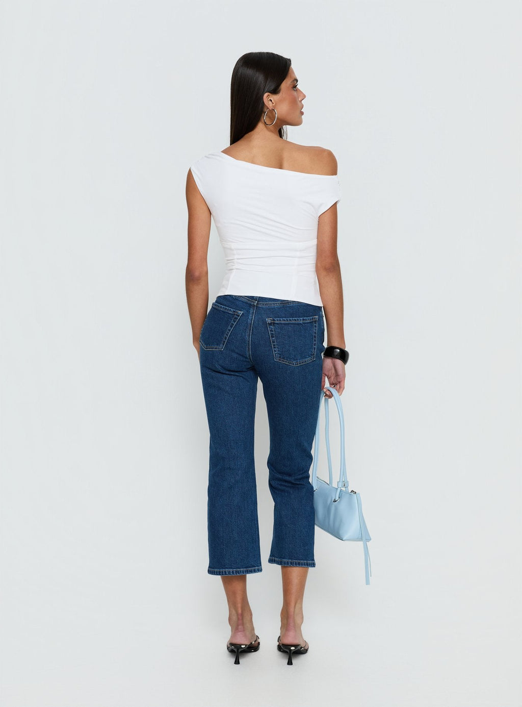 Cindee High Rise Cropped Jeans Mid Blue Wash