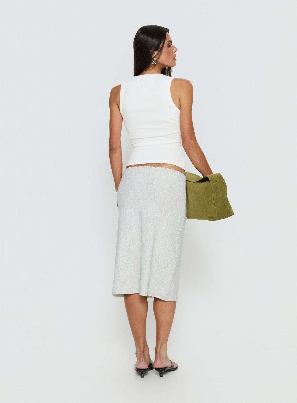 Baseline Rib Midi Skirt Grey Marle