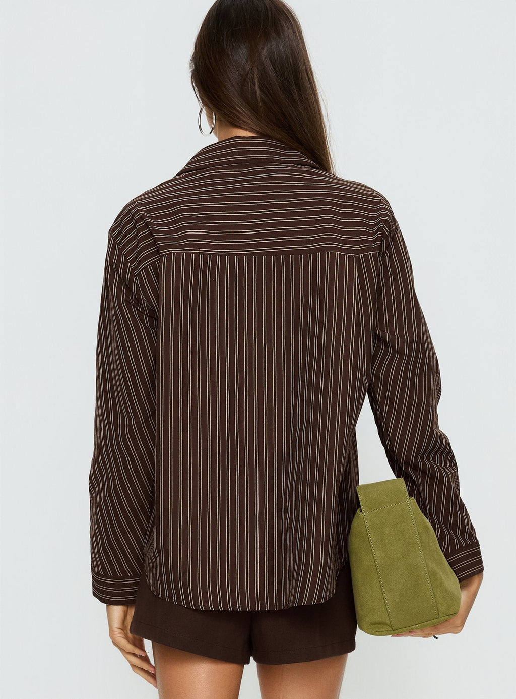 Ivara Long Sleeve Shirt Brown Stripe