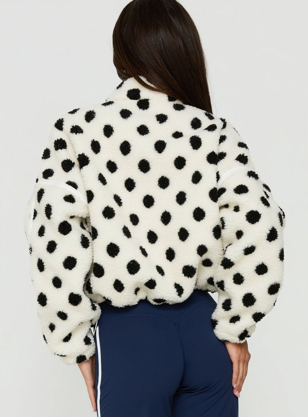 Sammee Polar Fleece Contrast Zip Through Jacket White Polka
