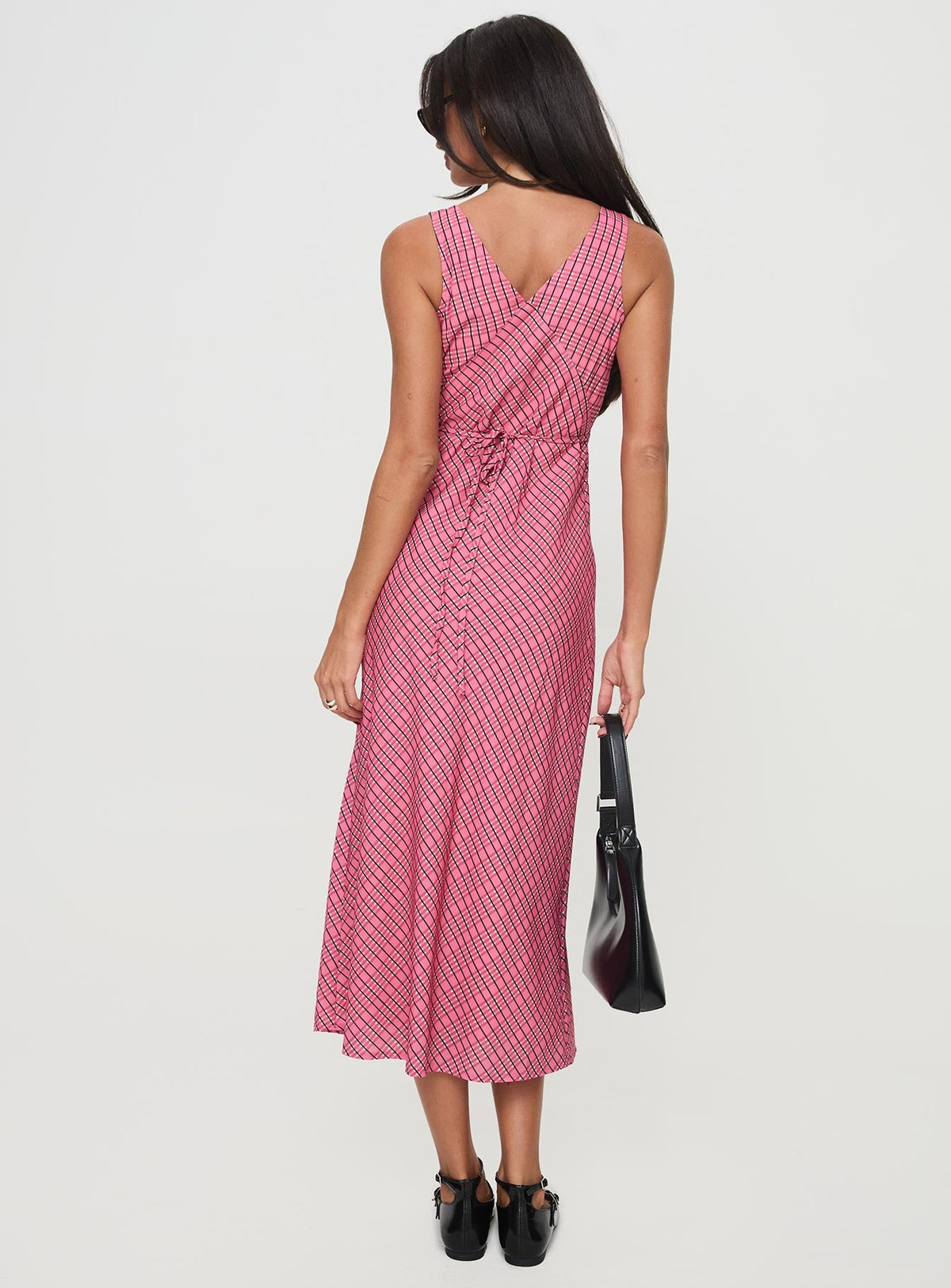 Nellie Midi Dress Pink Check