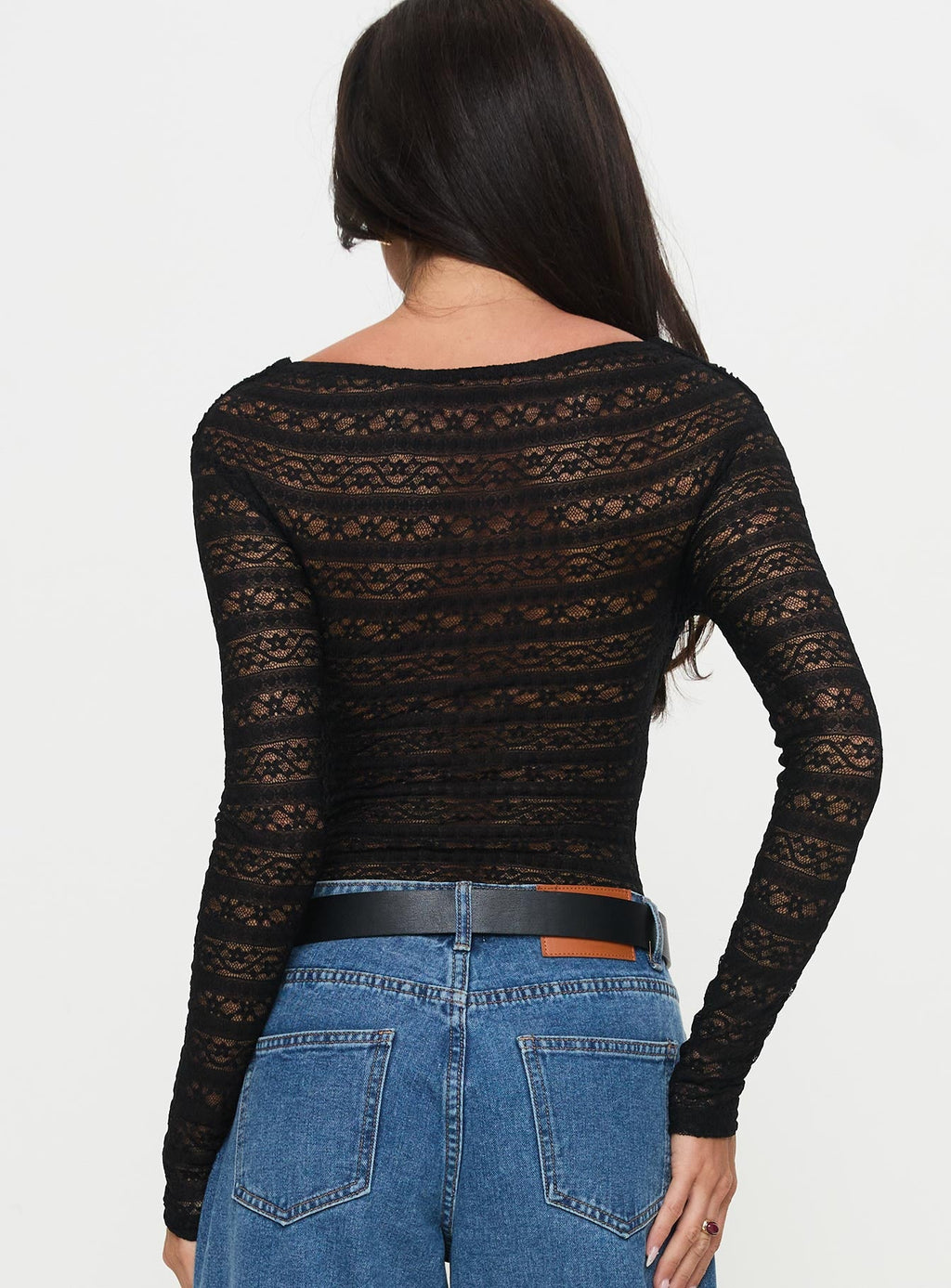 Secret Of Us Off Shoulder Lace Bodysuit Black