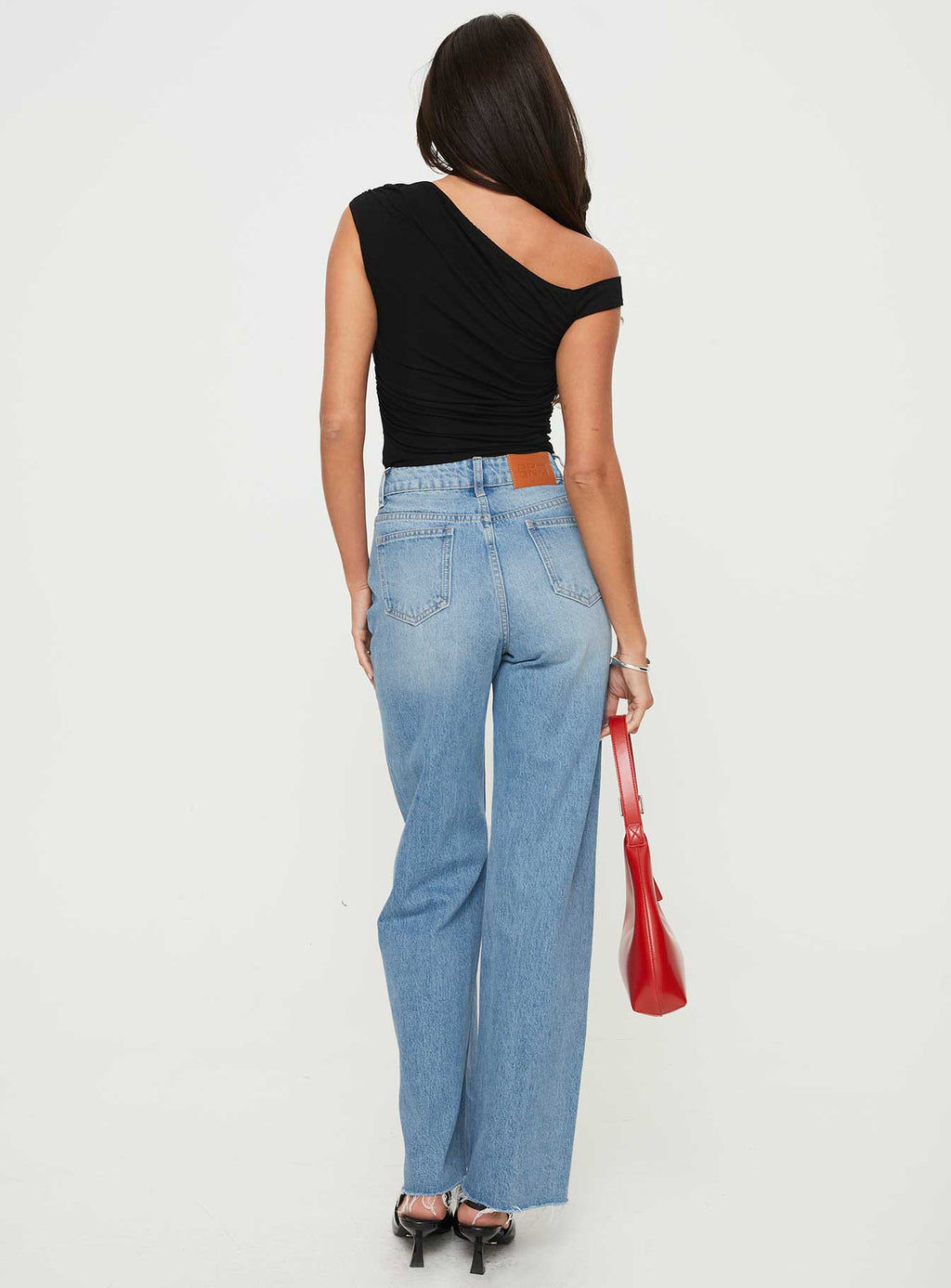 Henesey High Rise Straight Leg Jeans Mid Blue Wash