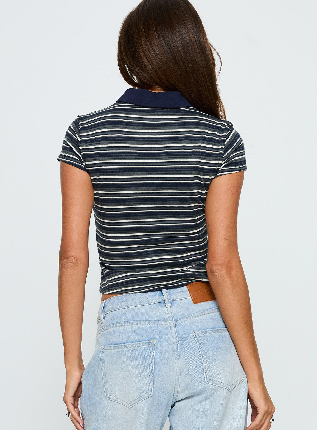 Sylvanna Collared Top Navy Stripe