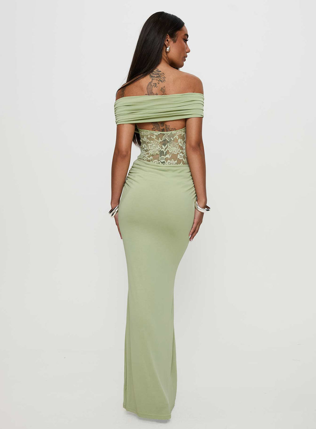 Gwendolen Off The Shoulder Maxi Dress Green