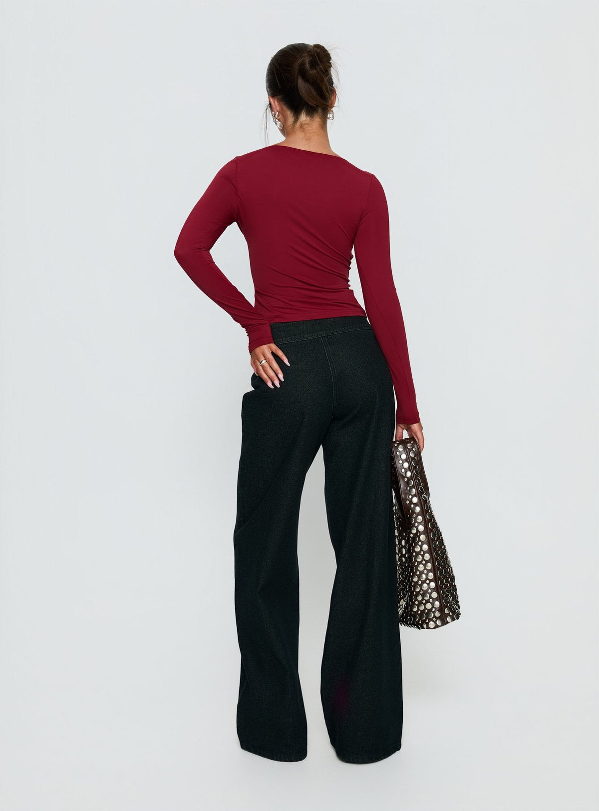 Boxie Mid Rise Wide Leg Jeans Washed Black