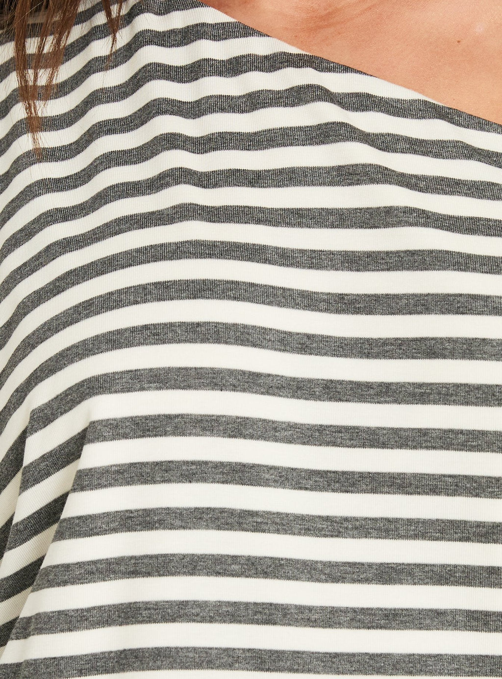 Jamelle Off Shoulder Mini Dress Charcoal / Cream Stripe