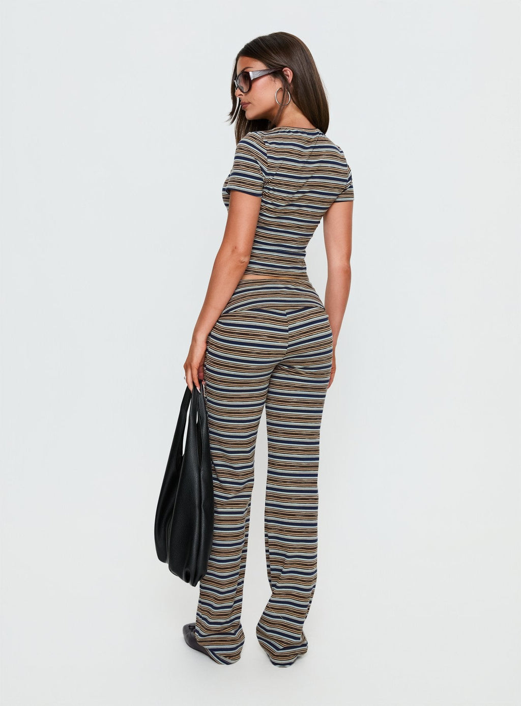 Manolo Foldover Pants Brown / Grey Stripe