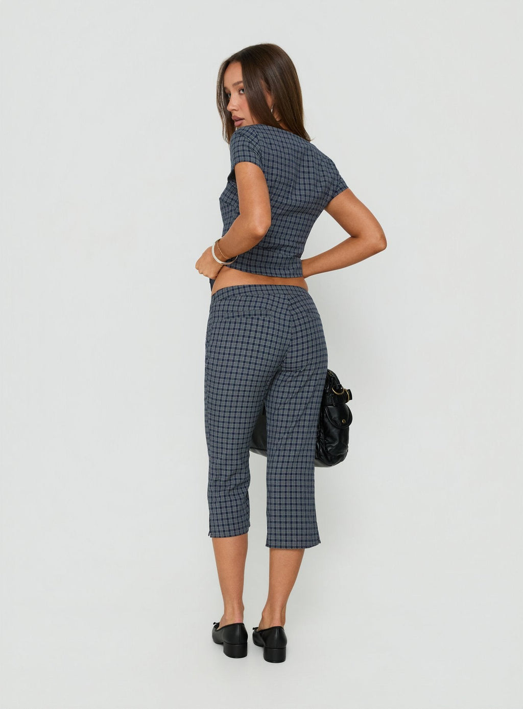 Mayvie Capri Pants Navy Check