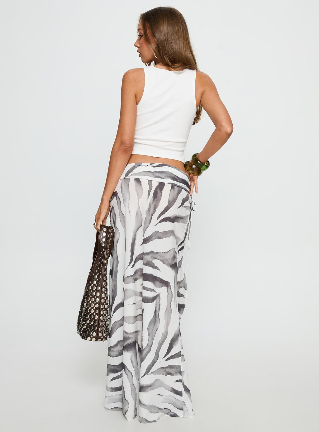 Kiden Split Maxi Skirt Zebra