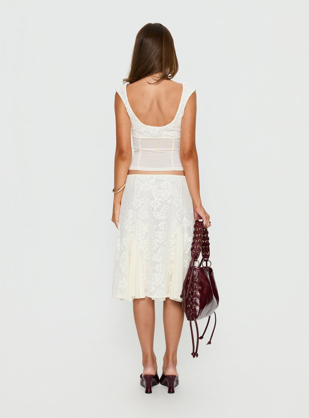 Quani Lace Midi Skirt Cream