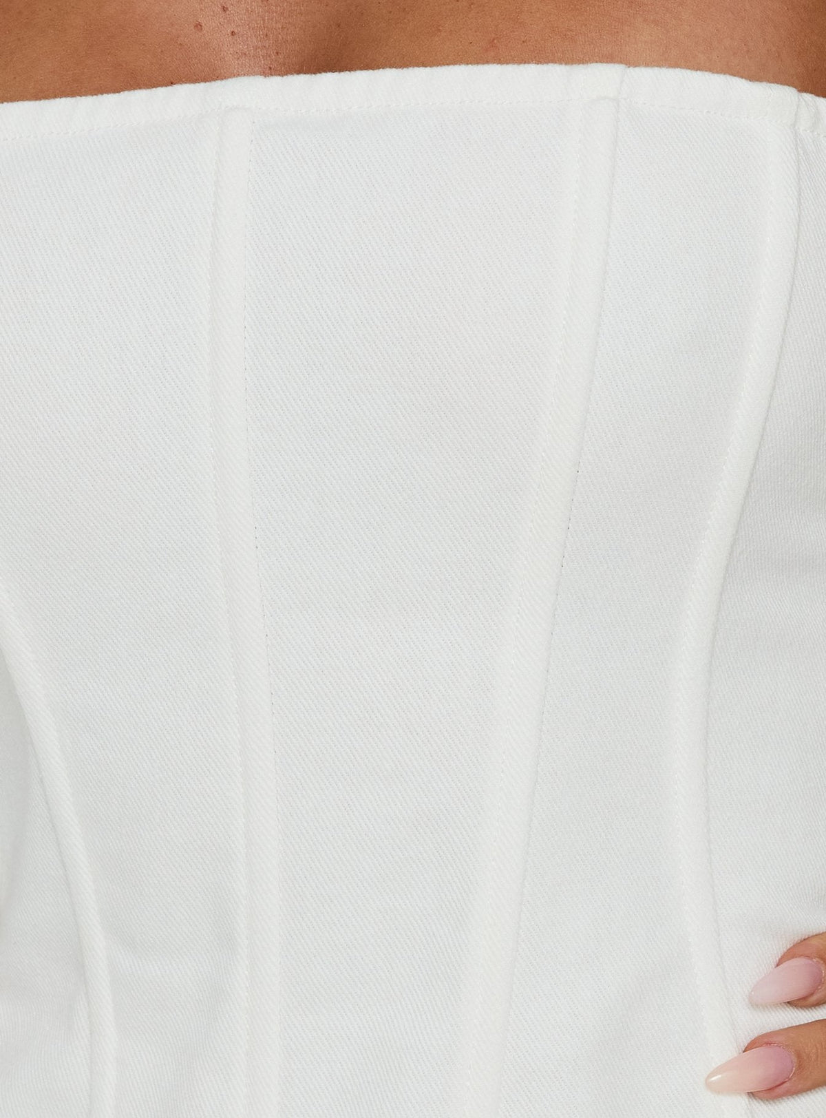 Irenah Strapless Denim Corset Mini Dress White