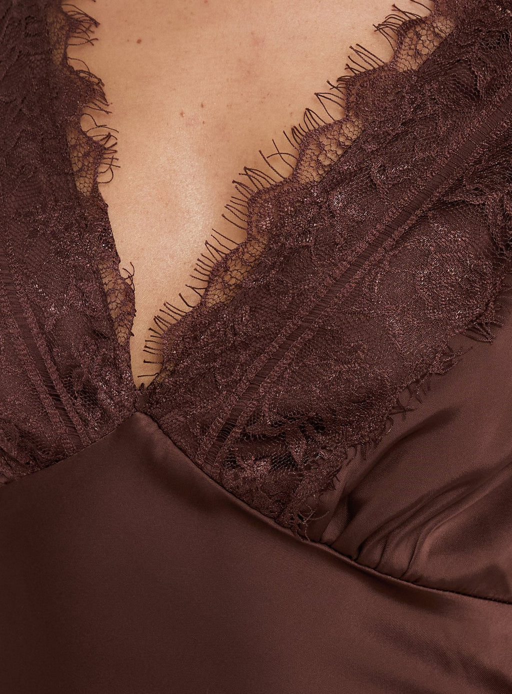 Kiinney Lace Trim Sleeveless Maxi Dress Brown