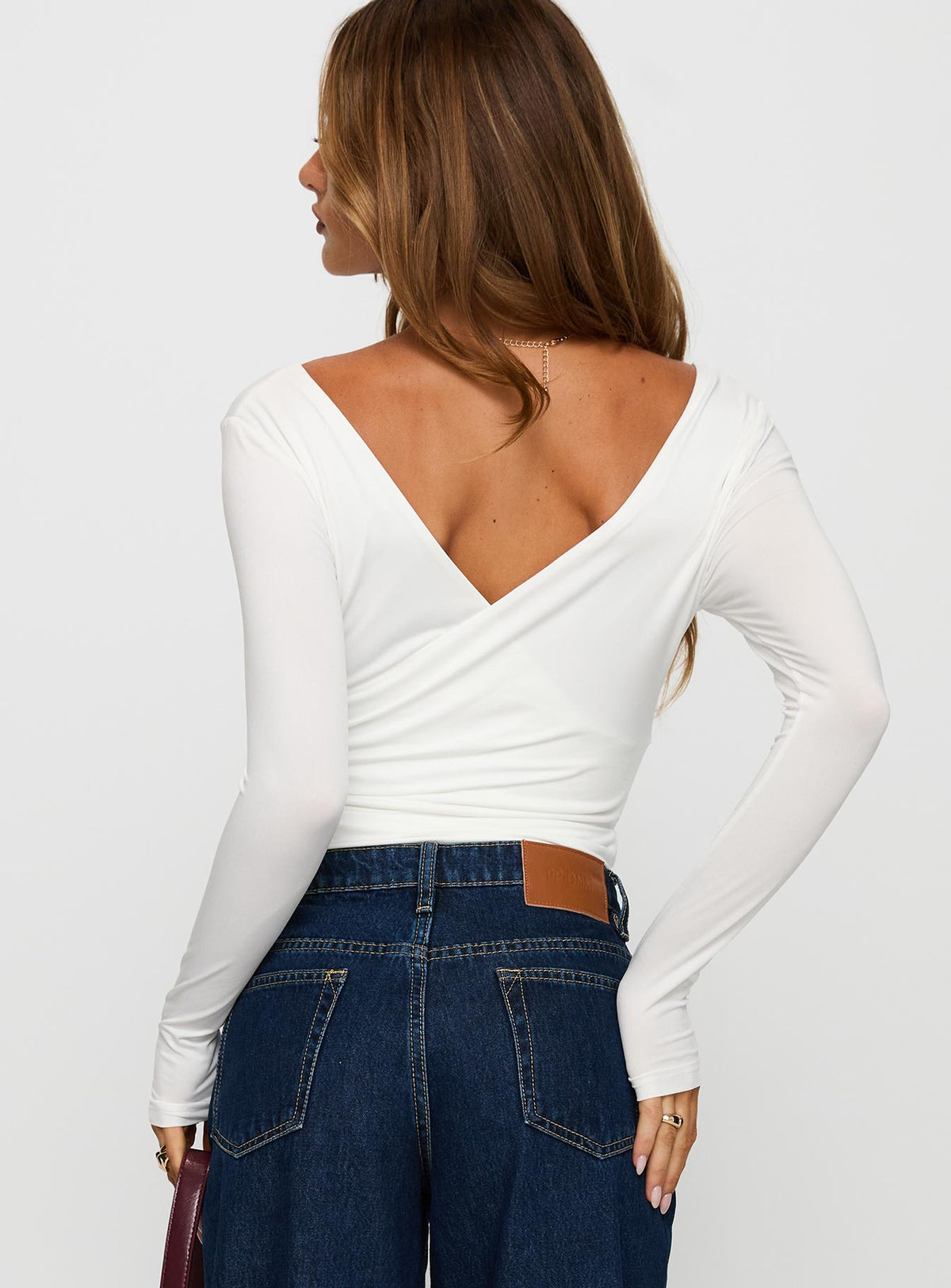 Right Here Cross Detail Bodysuit White