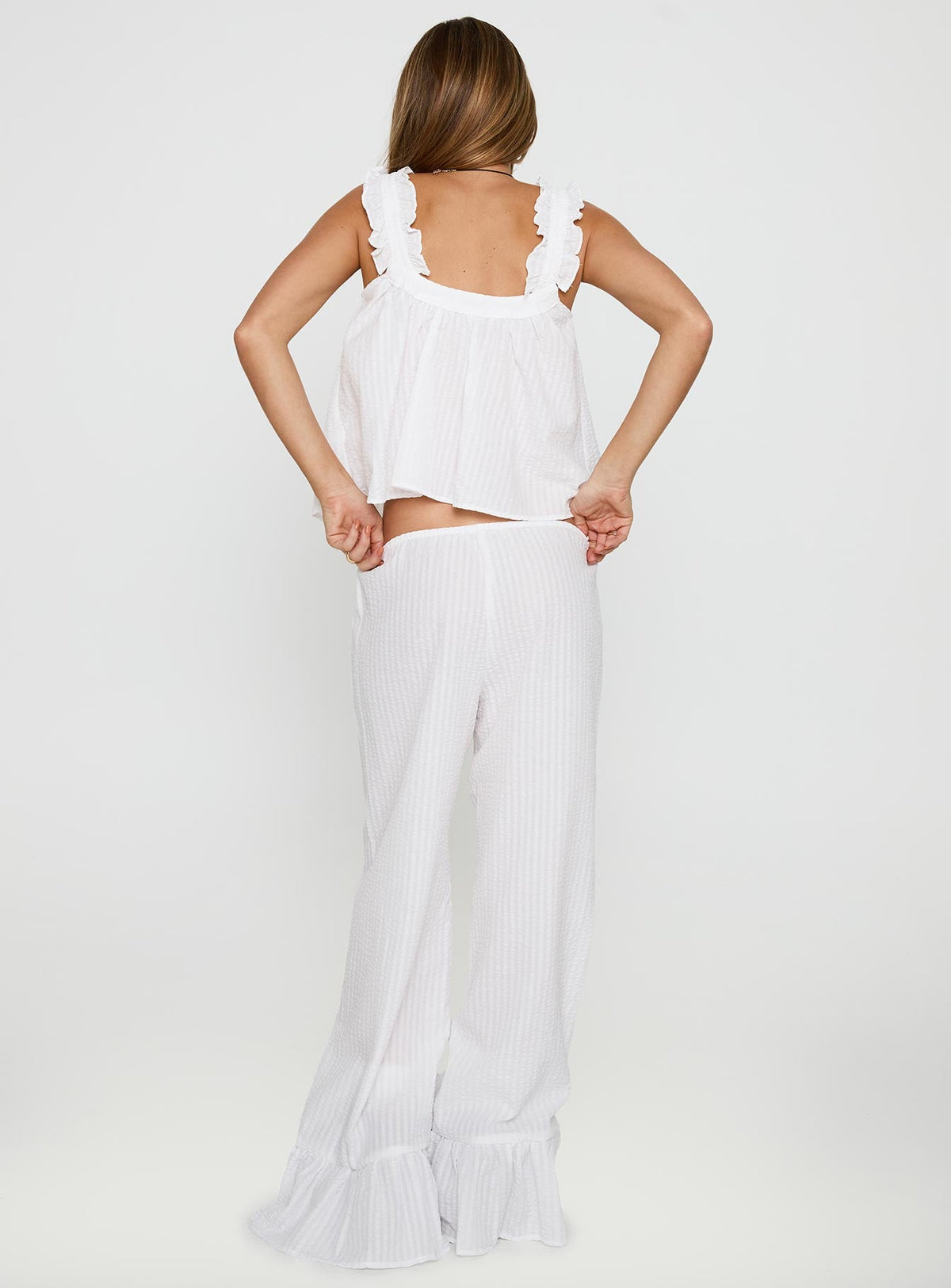 Santabelle Frill Pants White