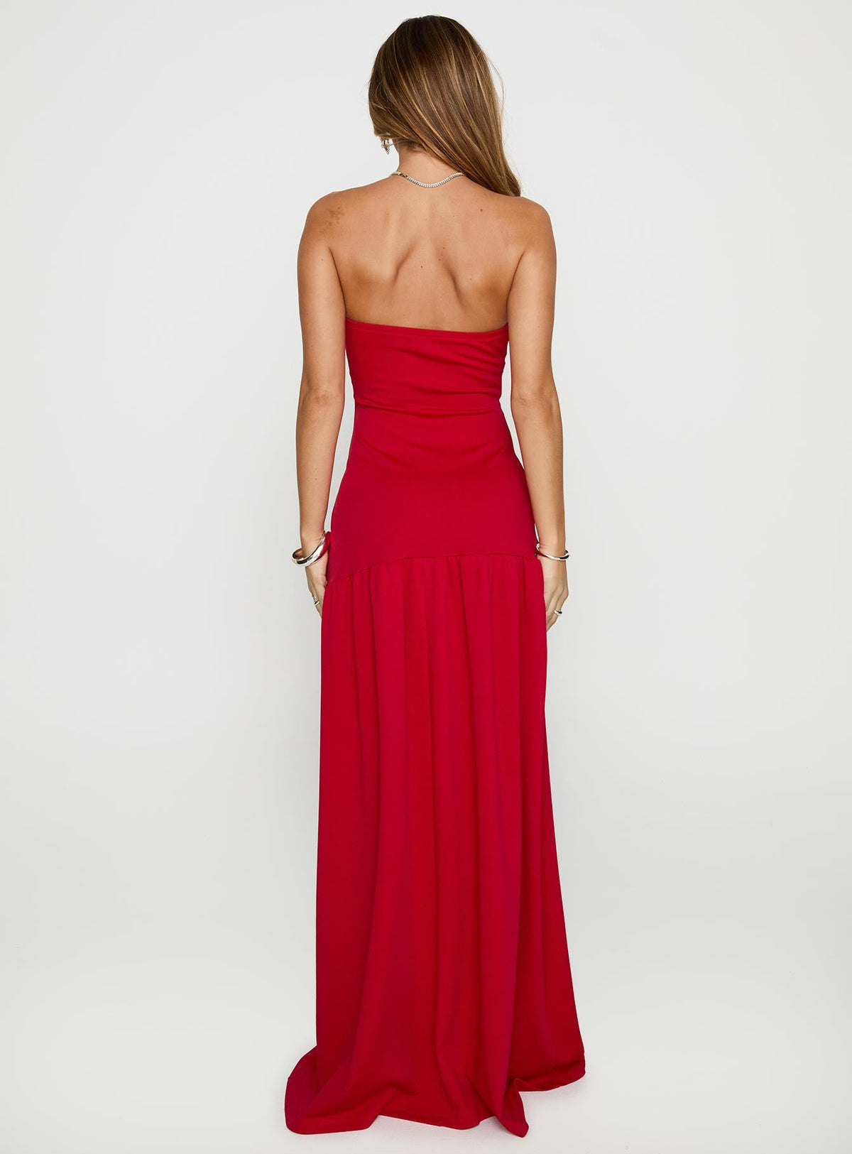 Move Me Strapless Maxi Dress Red