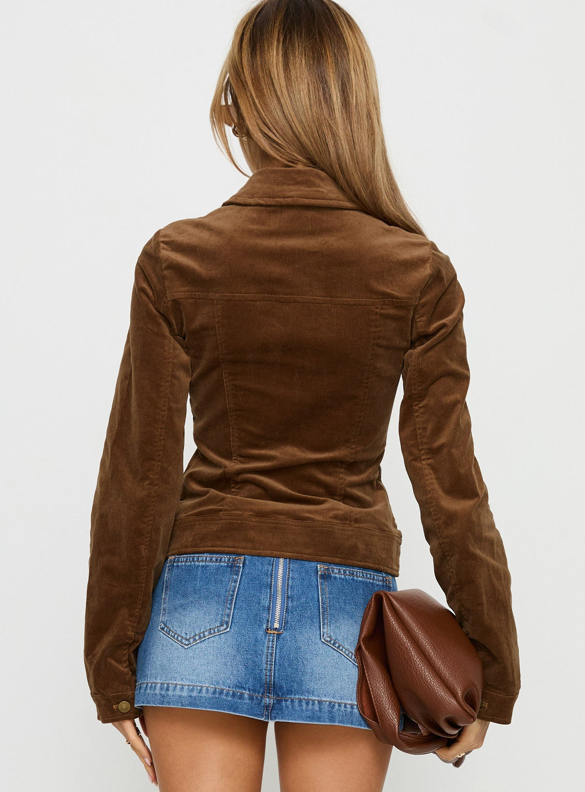 Jadeann Cord Fitted Jacket Brown