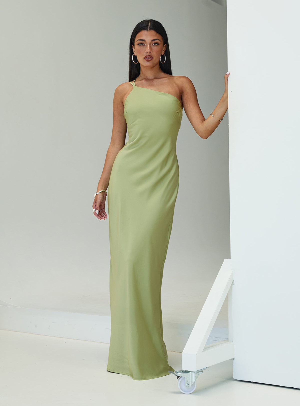 Nehemiah One Shoulder Maxi Dress Green