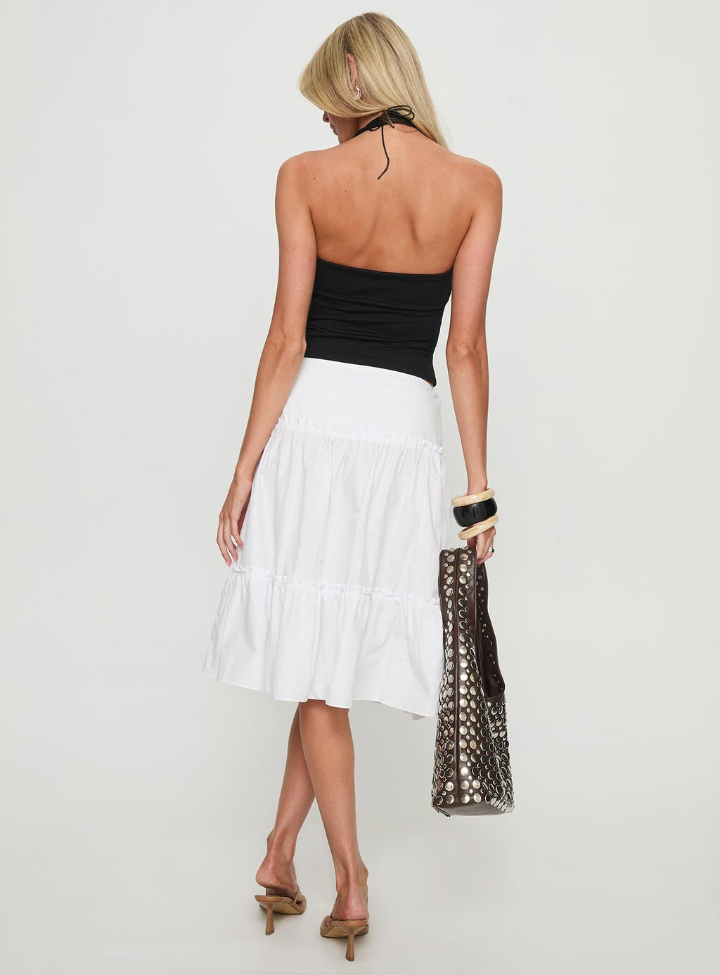 Cascades Low Rise Midi Skirt White