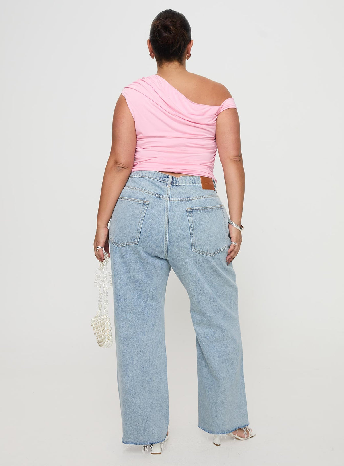 Fawcett High Rise Straight Leg Jeans Light Blue Wash Curve