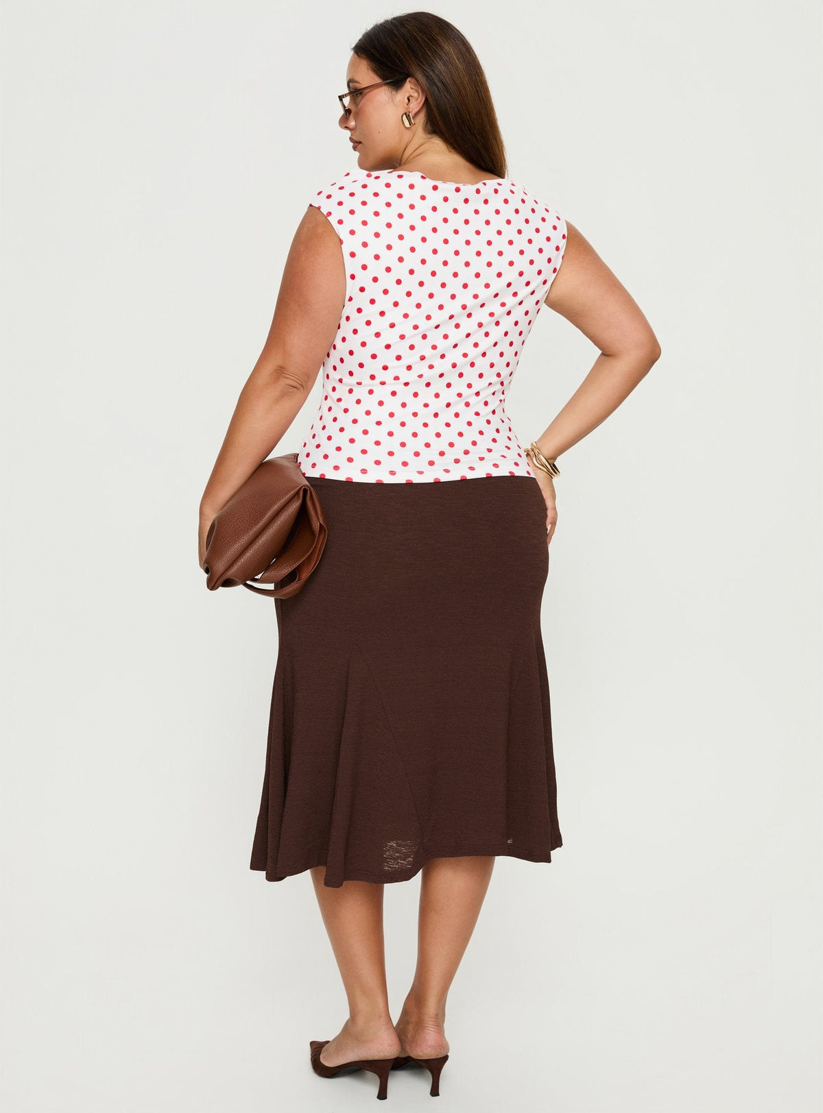 Lewish Low Rise Midi Skirt Chocolate Curve