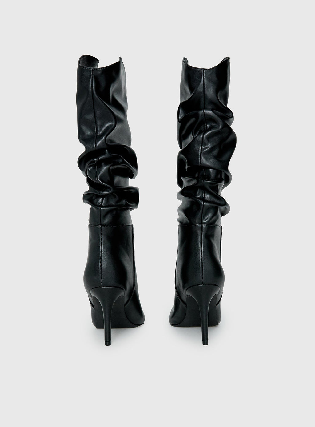 Pop Style Scrunched Pointed Toe Boots Black