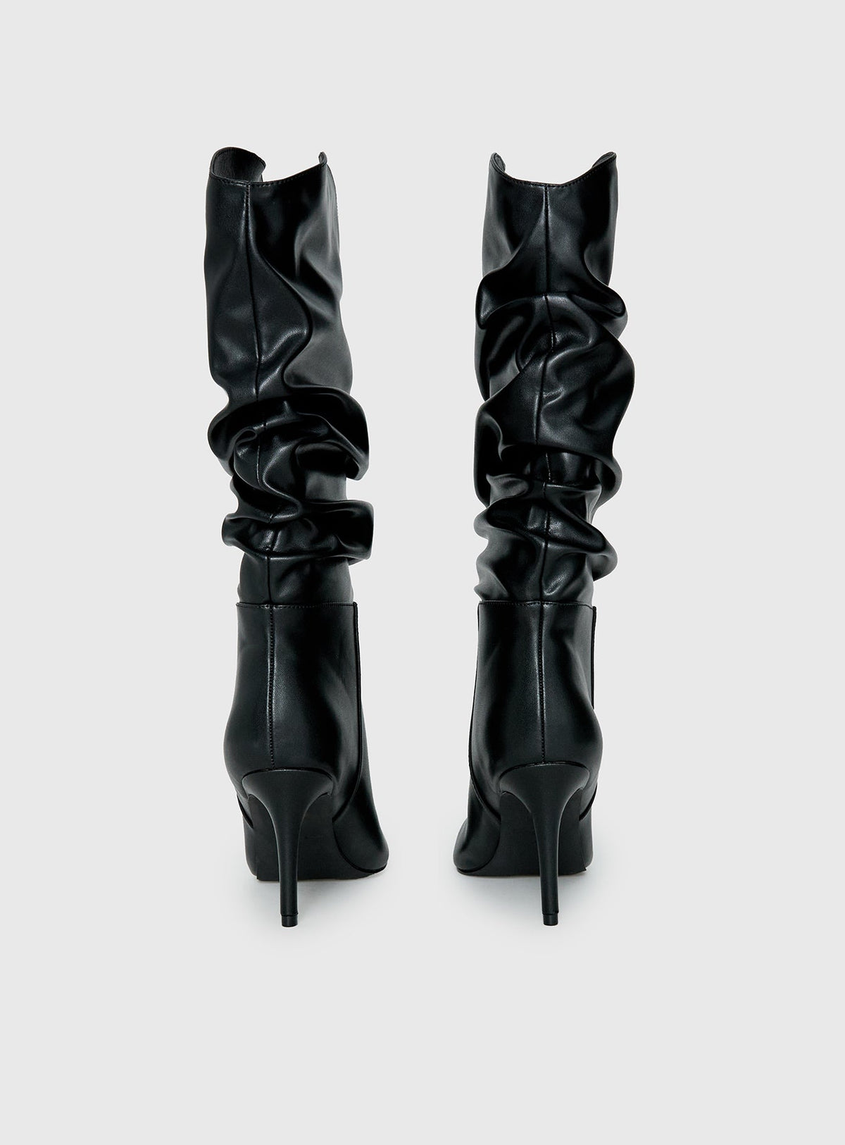 Pop Style Scrunched Pointed Toe Boots Black
