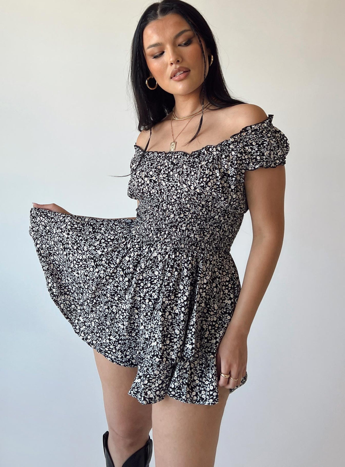 The Love Galore Romper Floral Black