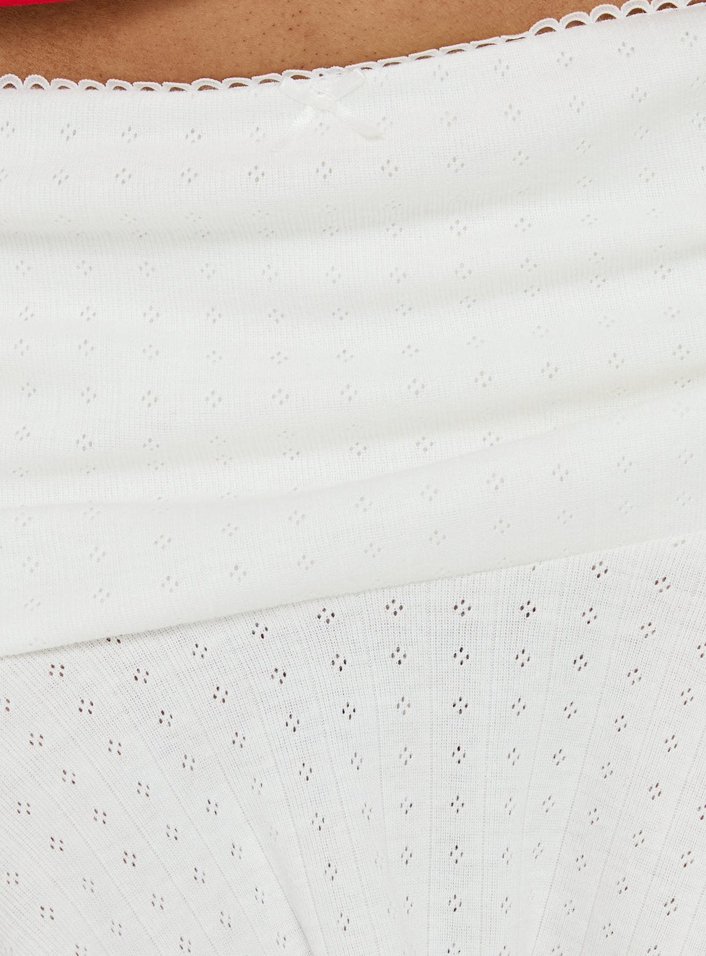 Elidia Pointelle Ruffle Mini Skirt White